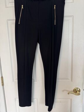 H&M Black Skinny Ponte Pants with Gold Zippers